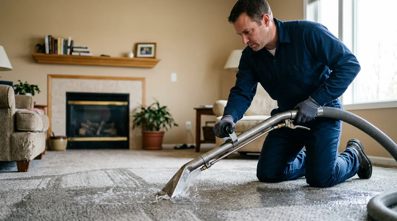 Water damage restoration technician working near Alledonia, OH